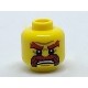 Minifigure, Head Red Thick Eyebrows and Braided Moustache, Angry Expression Pattern - Hollow Stud