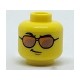 Minifigure, Head Glasses, Orange and Copper Sunglasses, Black Eyebrows, Right Raised Eyebrow, Smirk Pattern - Hollow Stu...