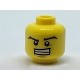 Minifigure, Head Black Wide Eyebrows, Wide Grin Showing Teeth, Dark Tan Dimple and Chin Pattern - Hollow Stud