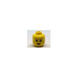 Minifigure, Head Female with Medium Dark Flesh Eyebrows, Cheek Lines and Lips Pattern - Hollow Stud