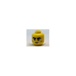 Minifigure, Head Black Thick Eyebrows, Reddish Brown Crow"s Feet and Cheek Lines Pattern - Hollow Stud