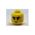 Minifigure, Head Black Thick Eyebrows, Reddish Brown Crow"s Feet and Cheek Lines Pattern - Hollow Stud