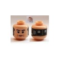 Minifigure, Head Dual Sided Alien with SW Black Eyebrows, Eyes with Pupils, Frown / Implant Pattern (Lobot) - Blocked Op...