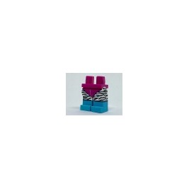 Hips and White Legs with Magenta Leotard, Back Zebra Stripes and Medium Azure Boots Pattern