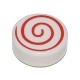 Tile, Round 1 x 1 with Spiral Red Pattern