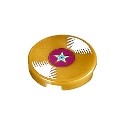 Tile, Round 2 x 2 with Bottom Stud Holder with Vinyl Record with Magenta Center and Star Pattern