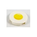 Tile, Round 2 x 2 with Bottom Stud Holder with Sunny Side Up Egg Pattern