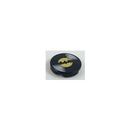 Tile, Round 2 x 2 with Bottom Stud Holder with Vinyl Record with Batman Logo Pattern
