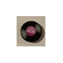 Tile, Round 2 x 2 with Bottom Stud Holder with Vinyl Record with Magenta Label Pattern