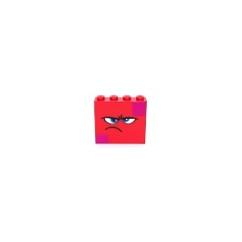 Brick 1 x 4 x 3 with Dark Azure Eyes, Furrowed Eyebrows, Frown and Magenta Squares on Two Corners Pattern (Queen Watevra...