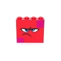 Brick 1 x 4 x 3 with Dark Azure Eyes, Furrowed Eyebrows, Frown and Magenta Squares on Two Corners Pattern (Queen Watevra...