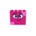 Brick 1 x 4 x 3 with Twinkling Dark Azure Eyes, Eyebrows, Smile and Dark Pink Squares on Two Corners Pattern (Queen Wate...