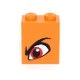 Brick 1 x 2 x 2 with Inside Stud Holder with Angry Red Left Eye and Eyebrow Pattern (Queen Watevra Wa'Nabi)