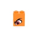 Brick 1 x 2 x 2 with Inside Stud Holder with Angry Red Left Eye and Eyebrow Pattern (Queen Watevra Wa'Nabi)