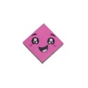 Tile 2 x 2 with Groove with Face, Smile Open Mouth, Black Eyes with White Pupils, Raised Eyebrows, Red Cheeks Pattern