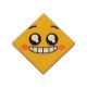 Tile 2 x 2 with Groove with Face, Smile with Teeth and Open Mouth, Black Eyes with White Pupils, Raised Eyebrows, Orange...