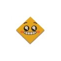 Tile 2 x 2 with Groove with Face, Smile with Teeth and Open Mouth, Black Eyes with White Pupils, Raised Eyebrows, Orange...