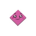 Tile 2 x 2 with Groove with Face, Smile, Black Eyes with White Pupils, Raised Eyebrows, Red Cheeks Pattern