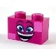 Brick 1 x 2 with Dark Azure Eyes, Raised Eyebrows, Wide Open Smile and Dark Pink Squares on Two Corners Pattern (Queen W...