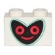 Brick 1 x 2 with Black Heart Shape Face with Dark Turquoise Outline and Red Outlined Eyes and Mouth Pattern