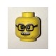 Minifigure, Head Glasses Rectangular, Gray Eyebrows and Moustache Pattern - Hollow Stud