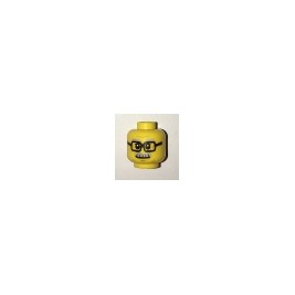 Minifigure, Head Glasses Rectangular, Gray Eyebrows and Moustache Pattern - Hollow Stud