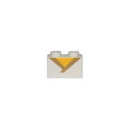 Brick 1 x 2 with Gold Trim and Yellow Triangle Pattern