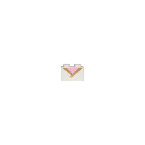 Brick 1 x 2 with Gold Trim and Bright Pink Triangle Pattern