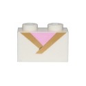 Brick 1 x 2 with Gold Trim and Bright Pink Triangle Pattern