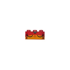 Brick 1 x 3 with Cat Face Sleeping Smiling Pattern (Warrior Kitty)