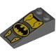 Slope 18 4 x 2 with Oval Batman Logo and Yellow Armor Plates Pattern