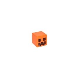 Minifigure, Head Modified Cube with Dark Brown and Reddish Brown Squares and Rectangles Pattern (Minecraft Pumpkin Jack ...