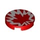 Tile, Round 2 x 2 with Bottom Stud Holder with Red and White Maple Leaf Pattern