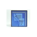 Road Sign 2 x 2 Square with Clip with Curved Blue Lines and Small Black Squares Pattern (Computer Screen)