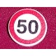 Road Sign 2 x 2 Round with Clip with Black Number 50 in Red Circle Pattern