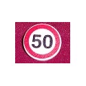 Road Sign 2 x 2 Round with Clip with Black Number 50 in Red Circle Pattern