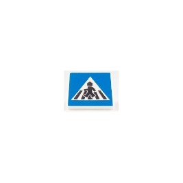 Road Sign 2 x 2 Square with Open O Clip with Crosswalk with Minifigure Pattern