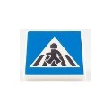 Road Sign 2 x 2 Square with Open O Clip with Crosswalk with Minifigure Pattern