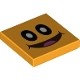 Tile 2 x 2 with Groove with Open Mouth Smile, Pink Tongue, Black Eyes and White Pupils Pattern