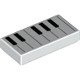 Tile 1 x 2 with Groove with Black and White Piano Keys Pattern
