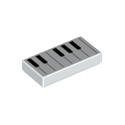 Tile 1 x 2 with Groove with Black and White Piano Keys Pattern