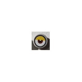 Tile, Round 1 x 1 with Centered Reddish Brown Eye and Yellow Eyelid Pattern