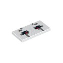 Tile 2 x 4 with Black, Dark Bluish Gray and Red Rectangles Pattern (Minecraft Ghast Open Eyes)