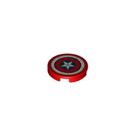 Tile, Round 2 x 2 with Bottom Stud Holder with Captain America Star Shield and Rivets Pattern