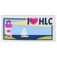 Tile 1 x 2 with Groove with Lighthouse, Sailboat and "I Heart HLC" Pattern
