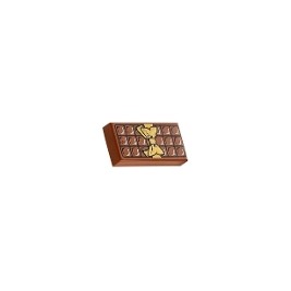 Tile 1 x 2 with Groove with Candy Bar Chocolate Blocks and Gold Bow Pattern