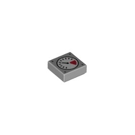 Tile 1 x 1 with Groove with White and Red Gauge, Black Thin Needle, 4 Dark Bluish Gray Dots Pattern
