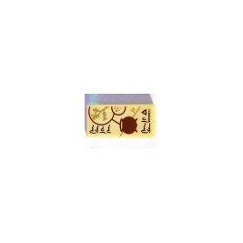 Tile 1 x 2 with Groove with Reddish Brown Text, Cauldron and Spell Ingredients Pattern