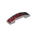 Slope, Curved 4 x 1 Double with Red 'NASA' and Black 'esa' Logo on Metallic Silver Background Pattern