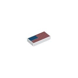 Tile 1 x 2 with Groove with United States Flag Pattern
